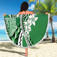 Aloha Vintage Plumeria Hawaiian Tapa Pattern Beach Blanket Green Hawaiian Tapa Pattern LT9 - Polynesian Pride