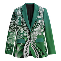 Aloha Vintage Plumeria Hawaiian Tapa Pattern Blazer Green Hawaiian Tapa Pattern LT9 Unisex Green - Polynesian Pride