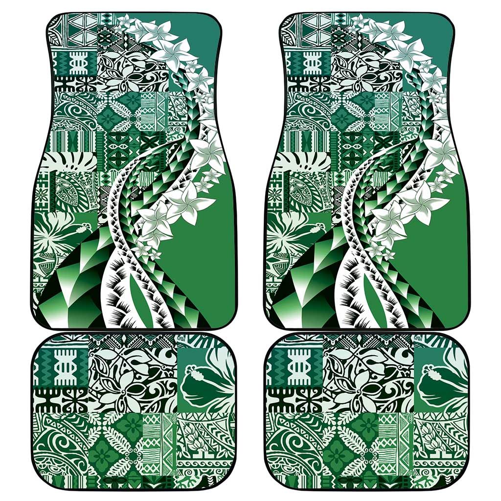 Aloha Vintage Plumeria Hawaiian Tapa Pattern Car Mats Green Hawaiian Tapa Pattern - Polynesian Pride