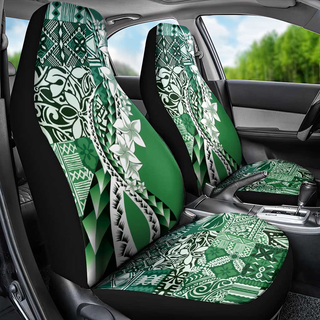 Aloha Vintage Plumeria Hawaiian Tapa Pattern Car Seat Cover Green Hawaiian Tapa Pattern - Polynesian Pride