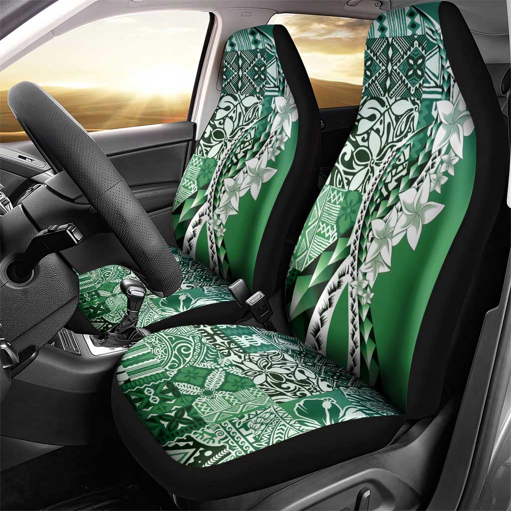 Aloha Vintage Plumeria Hawaiian Tapa Pattern Car Seat Cover Green Hawaiian Tapa Pattern - Polynesian Pride