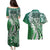 Aloha Vintage Plumeria Hawaiian Tapa Pattern Couples Matching Puletasi and Hawaiian Shirt Green Hawaiian Tapa Pattern - Polynesian Pride