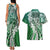 Aloha Vintage Plumeria Hawaiian Tapa Pattern Couples Matching Tank Maxi Dress and Hawaiian Shirt Green Hawaiian Tapa Pattern - Polynesian Pride