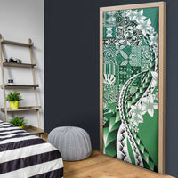 Aloha Vintage Plumeria Hawaiian Tapa Pattern Door Cover Green Hawaiian Tapa Pattern - Polynesian Pride