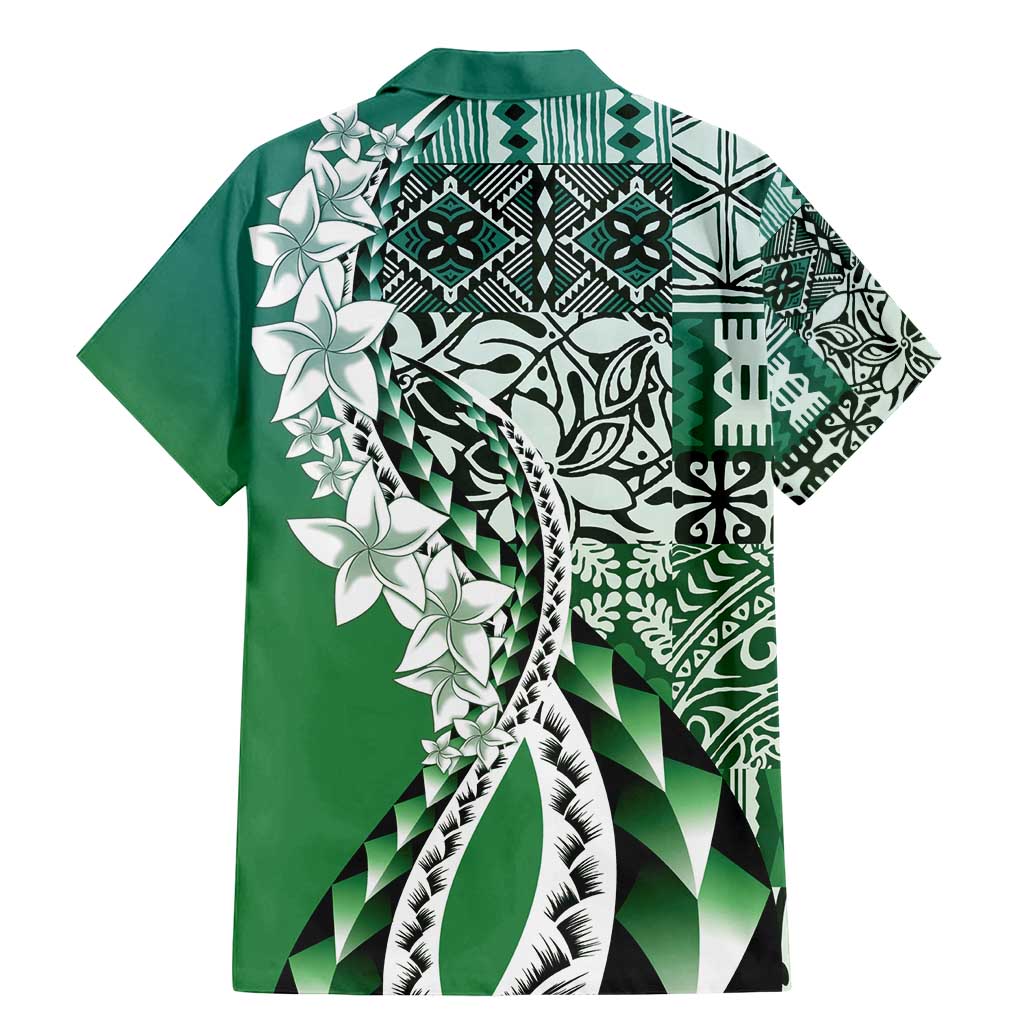Aloha Vintage Plumeria Hawaiian Tapa Pattern Family Matching Mermaid Dress and Hawaiian Shirt Green Hawaiian Tapa Pattern - Polynesian Pride