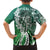 Aloha Vintage Plumeria Hawaiian Tapa Pattern Family Matching Off The Shoulder Long Sleeve Dress and Hawaiian Shirt Green Hawaiian Tapa Pattern - Polynesian Pride