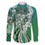 Aloha Vintage Plumeria Hawaiian Tapa Pattern Family Matching Off The Shoulder Long Sleeve Dress and Hawaiian Shirt Green Hawaiian Tapa Pattern - Polynesian Pride