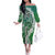 Aloha Vintage Plumeria Hawaiian Tapa Pattern Family Matching Off The Shoulder Long Sleeve Dress and Hawaiian Shirt Green Hawaiian Tapa Pattern - Polynesian Pride