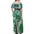 Aloha Vintage Plumeria Hawaiian Tapa Pattern Family Matching Off Shoulder Maxi Dress and Hawaiian Shirt Green Hawaiian Tapa Pattern - Polynesian Pride