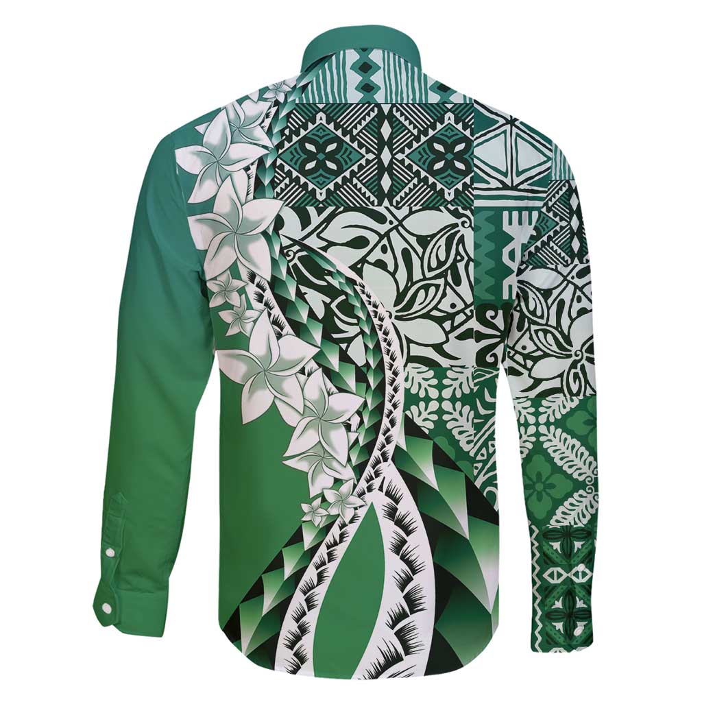 Aloha Vintage Plumeria Hawaiian Tapa Pattern Family Matching Summer Maxi Dress and Hawaiian Shirt Green Hawaiian Tapa Pattern - Polynesian Pride