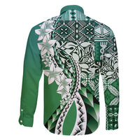 Aloha Vintage Plumeria Hawaiian Tapa Pattern Family Matching Summer Maxi Dress and Hawaiian Shirt Green Hawaiian Tapa Pattern - Polynesian Pride