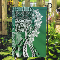 Aloha Vintage Plumeria Hawaiian Tapa Pattern Garden Flag Green Hawaiian Tapa Pattern - Polynesian Pride