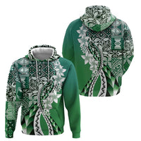 Aloha Vintage Plumeria Hawaiian Tapa Pattern Hoodie Green Hawaiian Tapa Pattern - Polynesian Pride