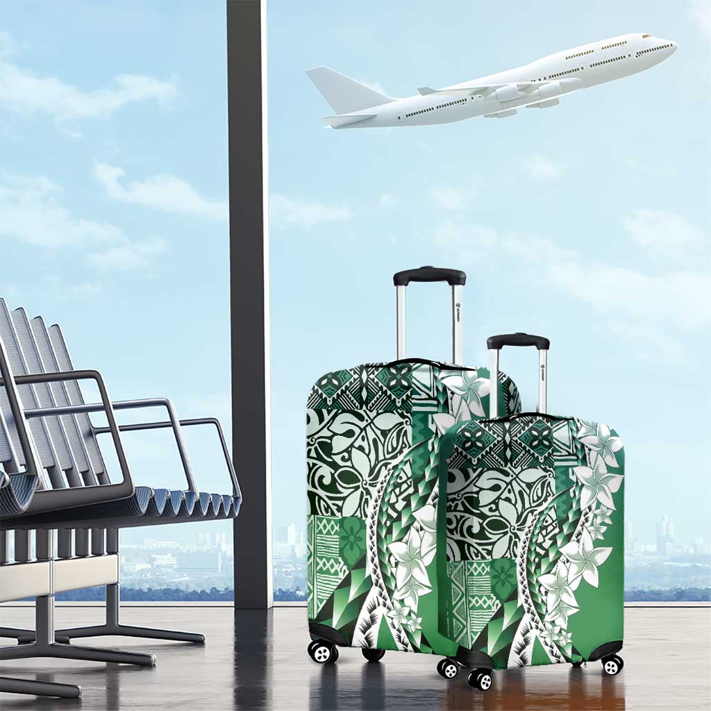 Aloha Vintage Plumeria Hawaiian Tapa Pattern Luggage Cover Green Hawaiian Tapa Pattern - Polynesian Pride