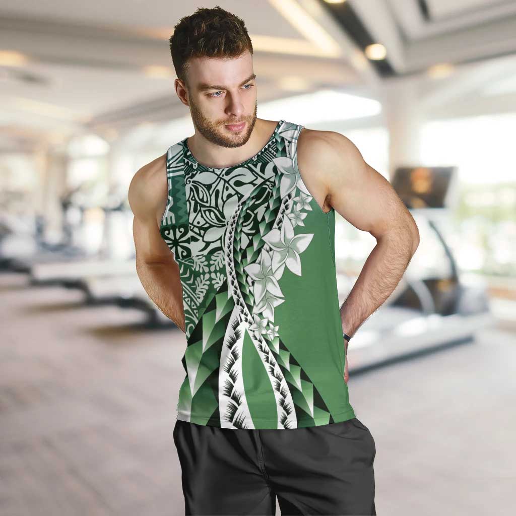 Aloha Vintage Plumeria Hawaiian Tapa Pattern Men Tank Top Green Hawaiian Tapa Pattern - Polynesian Pride