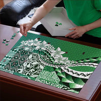 Aloha Vintage Plumeria Hawaiian Tapa Pattern Puzzle Green Hawaiian Tapa Pattern LT9 - Polynesian Pride