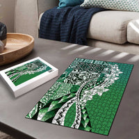 Aloha Vintage Plumeria Hawaiian Tapa Pattern Puzzle Green Hawaiian Tapa Pattern LT9 - Polynesian Pride