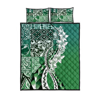 Aloha Vintage Plumeria Hawaiian Tapa Pattern Quilt Bed Set Green Hawaiian Tapa Pattern - Polynesian Pride