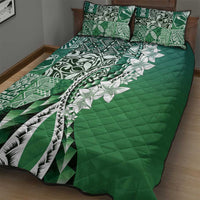 Aloha Vintage Plumeria Hawaiian Tapa Pattern Quilt Bed Set Green Hawaiian Tapa Pattern - Polynesian Pride