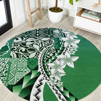 Aloha Vintage Plumeria Hawaiian Tapa Pattern Round Carpet Green Hawaiian Tapa Pattern - Polynesian Pride