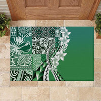 Aloha Vintage Plumeria Hawaiian Tapa Pattern Rubber Doormat Green Hawaiian Tapa Pattern LT9 Green - Polynesian Pride