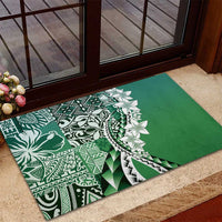 Aloha Vintage Plumeria Hawaiian Tapa Pattern Rubber Doormat Green Hawaiian Tapa Pattern LT9 - Polynesian Pride