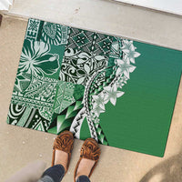 Aloha Vintage Plumeria Hawaiian Tapa Pattern Rubber Doormat Green Hawaiian Tapa Pattern LT9 - Polynesian Pride