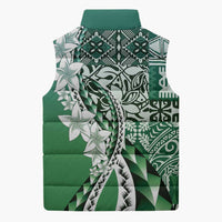 Aloha Vintage Plumeria Hawaiian Tapa Pattern Sleeveless Puffer Jacket Green Hawaiian Tapa Pattern LT9 - Polynesian Pride