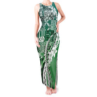 Aloha Vintage Plumeria Hawaiian Tapa Pattern Tank Maxi Dress Green Hawaiian Tapa Pattern - Polynesian Pride