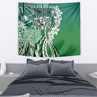 Aloha Vintage Plumeria Hawaiian Tapa Pattern Tapestry Green Hawaiian Tapa Pattern - Polynesian Pride