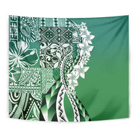 Aloha Vintage Plumeria Hawaiian Tapa Pattern Tapestry Green Hawaiian Tapa Pattern - Polynesian Pride