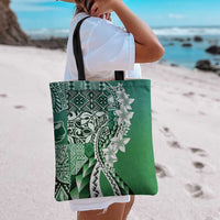 Aloha Vintage Plumeria Hawaiian Tapa Pattern Tote Bag Green Hawaiian Tapa Pattern - Polynesian Pride