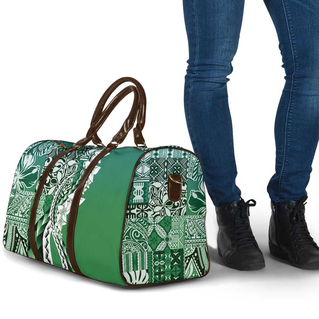 Aloha Vintage Plumeria Hawaiian Tapa Pattern Travel Bag Green Hawaiian Tapa Pattern - Polynesian Pride