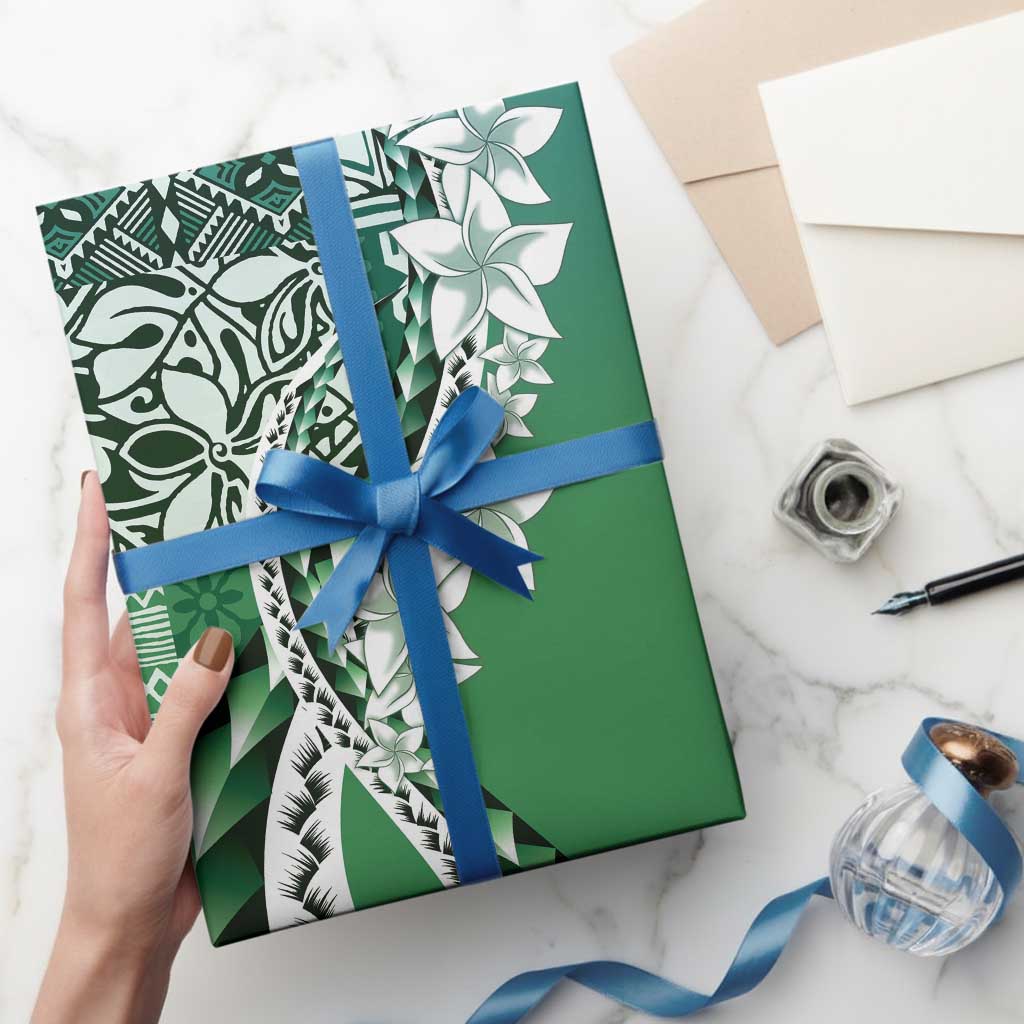 Aloha Vintage Plumeria Hawaiian Tapa Pattern Wrapping Paper Green Hawaiian Tapa Pattern - Polynesian Pride