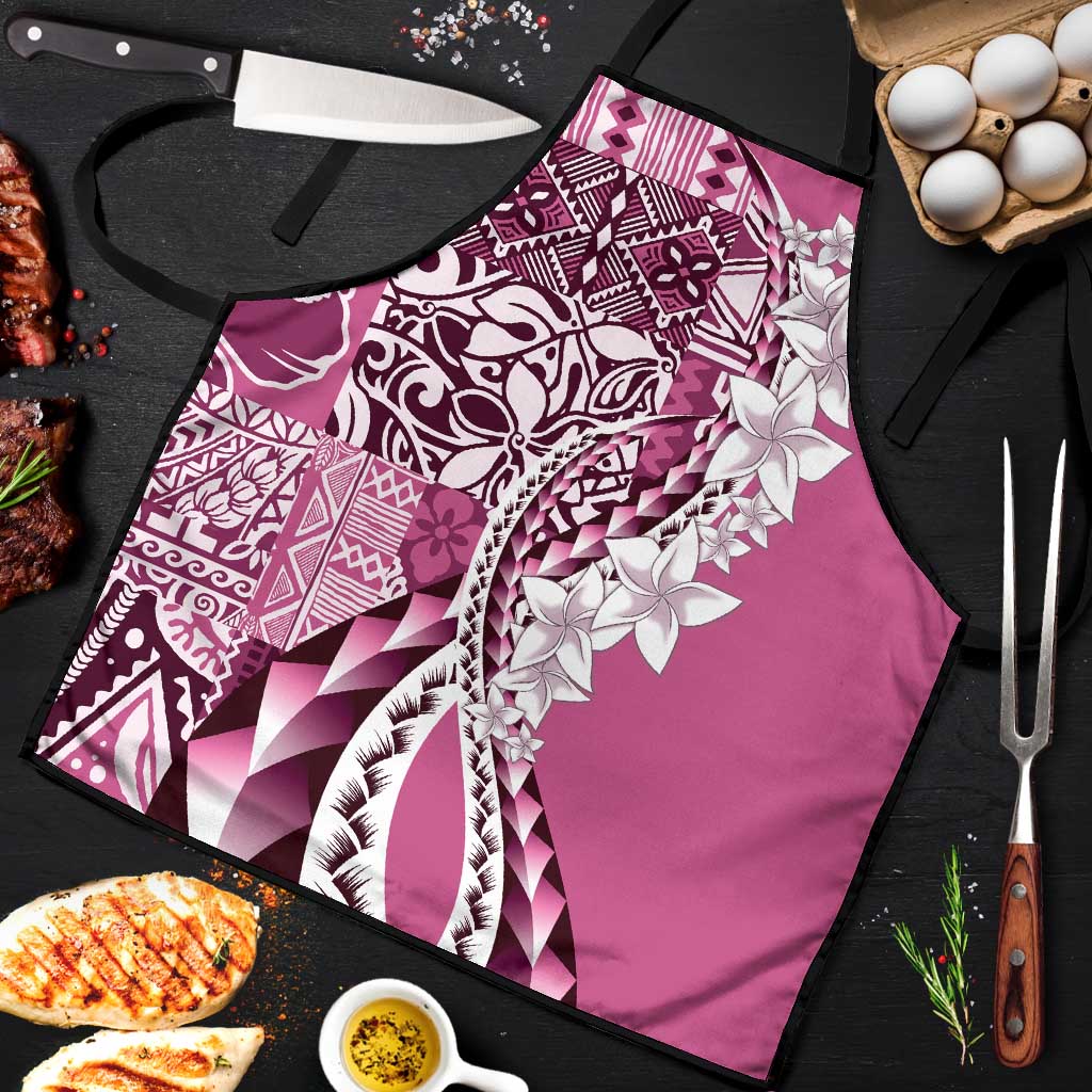 Aloha Vintage Plumeria Hawaiian Tapa Pattern Apron Pink Hawaiian Tapa Pattern LT9 Pink - Polynesian Pride