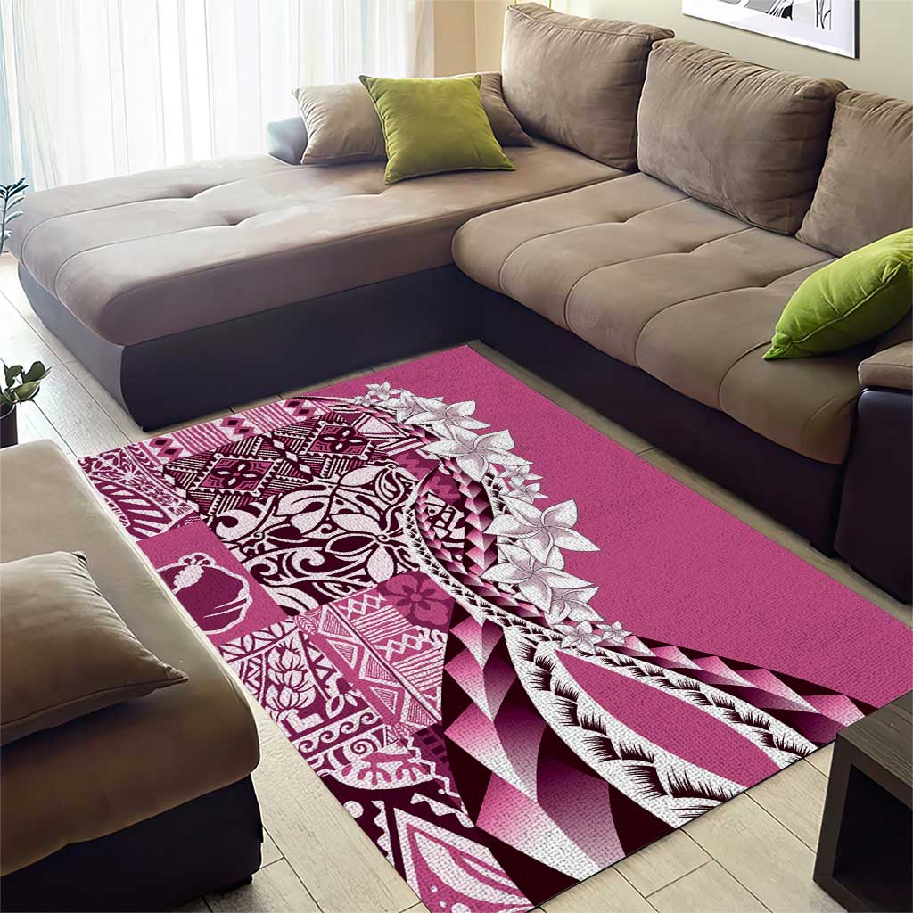 Aloha Vintage Plumeria Hawaiian Tapa Pattern Area Rug Pink Hawaiian Tapa Pattern - Polynesian Pride