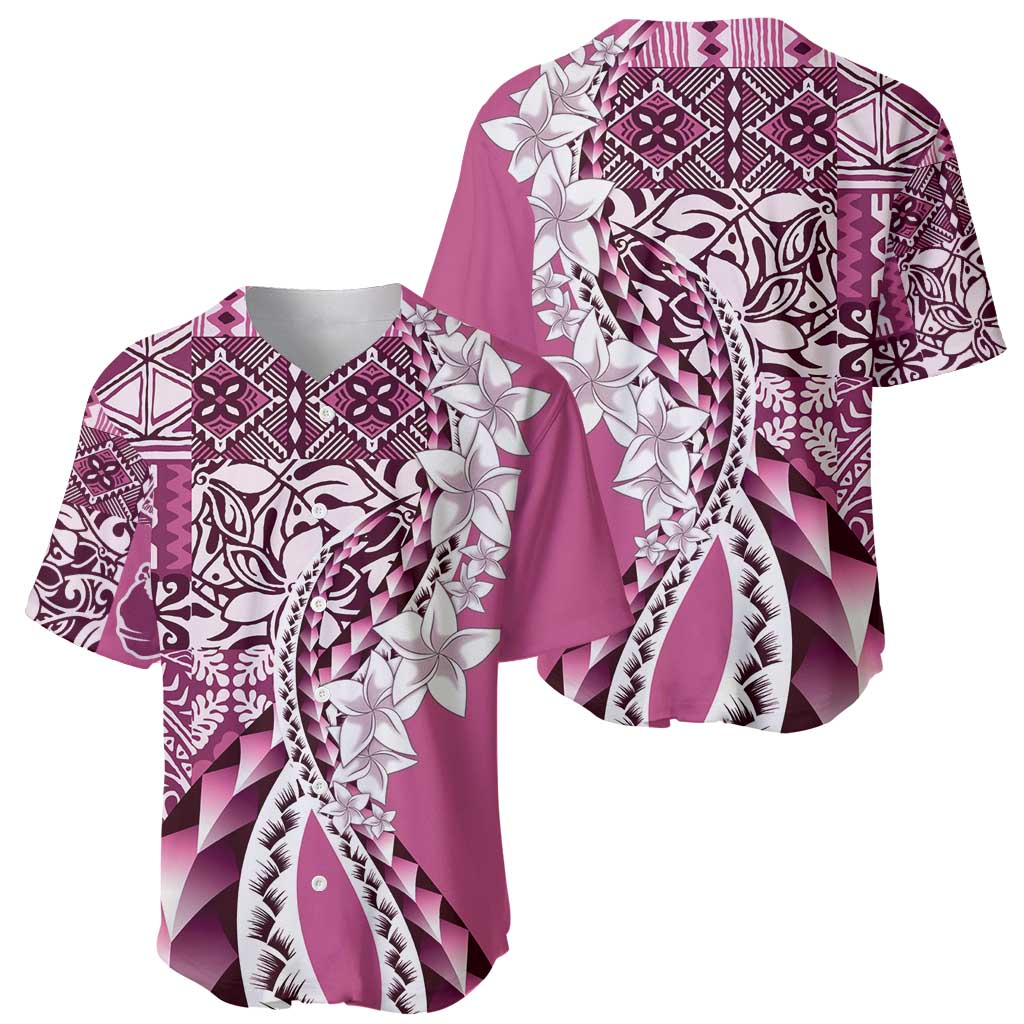 Aloha Vintage Plumeria Hawaiian Tapa Pattern Baseball Jersey Pink Hawaiian Tapa Pattern - Polynesian Pride