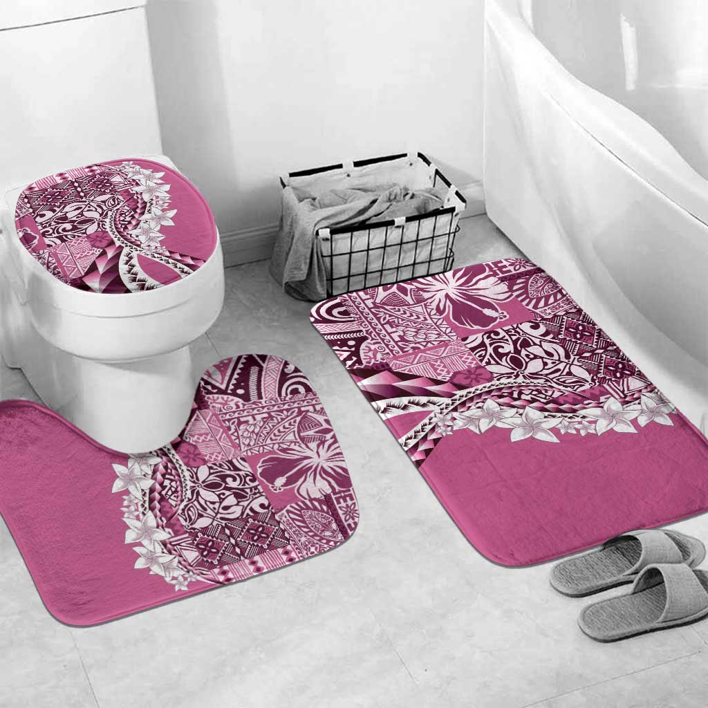 Aloha Vintage Plumeria Hawaiian Tapa Pattern Bathroom Set Pink Hawaiian Tapa Pattern - Polynesian Pride