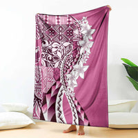 Aloha Vintage Plumeria Hawaiian Tapa Pattern Blanket Pink Hawaiian Tapa Pattern - Polynesian Pride