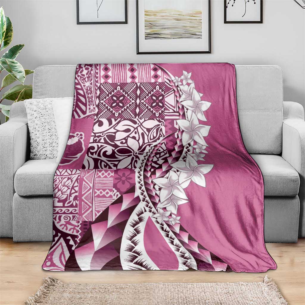 Aloha Vintage Plumeria Hawaiian Tapa Pattern Blanket Pink Hawaiian Tapa Pattern - Polynesian Pride