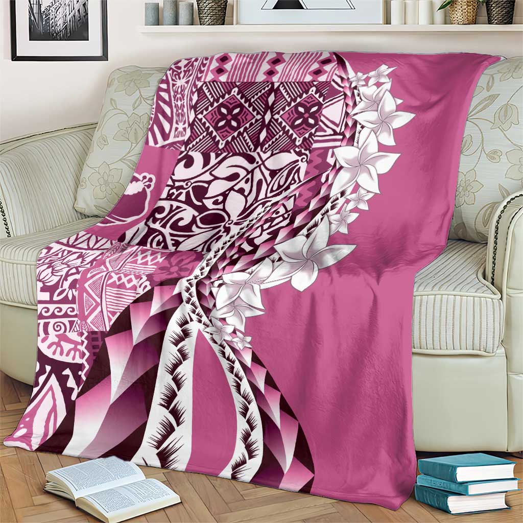 Aloha Vintage Plumeria Hawaiian Tapa Pattern Blanket Pink Hawaiian Tapa Pattern - Polynesian Pride
