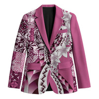 Aloha Vintage Plumeria Hawaiian Tapa Pattern Blazer Pink Hawaiian Tapa Pattern LT9 Unisex Pink - Polynesian Pride