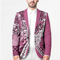 Aloha Vintage Plumeria Hawaiian Tapa Pattern Blazer Pink Hawaiian Tapa Pattern LT9 - Polynesian Pride