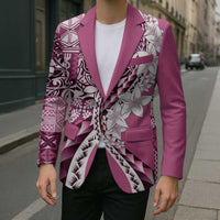 Aloha Vintage Plumeria Hawaiian Tapa Pattern Blazer Pink Hawaiian Tapa Pattern LT9 - Polynesian Pride