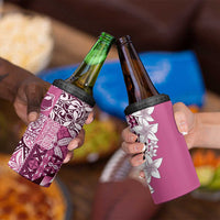 Aloha Vintage Plumeria Hawaiian Tapa Pattern 4 in 1 Can Cooler Tumbler Pink Hawaiian Tapa Pattern - Polynesian Pride