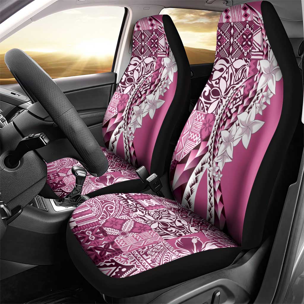 Aloha Vintage Plumeria Hawaiian Tapa Pattern Car Seat Cover Pink Hawaiian Tapa Pattern - Polynesian Pride