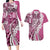 Aloha Vintage Plumeria Hawaiian Tapa Pattern Couples Matching Long Sleeve Bodycon Dress and Hawaiian Shirt Pink Hawaiian Tapa Pattern - Polynesian Pride
