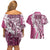 Aloha Vintage Plumeria Hawaiian Tapa Pattern Couples Matching Off Shoulder Short Dress and Hawaiian Shirt Pink Hawaiian Tapa Pattern - Polynesian Pride