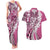 Aloha Vintage Plumeria Hawaiian Tapa Pattern Couples Matching Tank Maxi Dress and Hawaiian Shirt Pink Hawaiian Tapa Pattern - Polynesian Pride