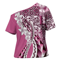 Aloha Vintage Plumeria Hawaiian Tapa Pattern Cross Shoulder Shirt Pink Hawaiian Tapa Pattern LT9 - Polynesian Pride